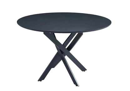 Table ronde noire contemporaine bois et acier | Koda