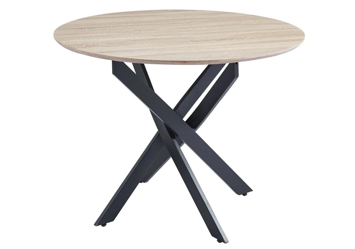 Table ronde design en chêne et piètement noir | Koda
