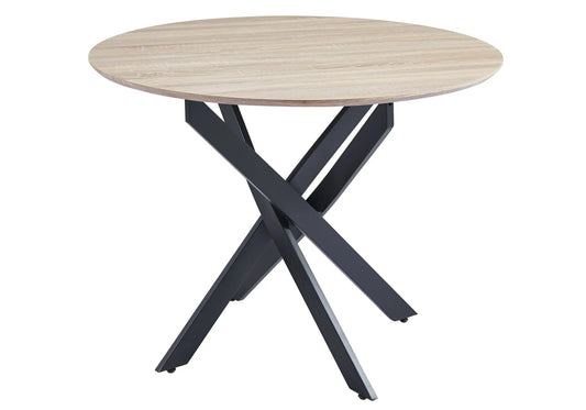 Table ronde design en chêne et piètement noir | Koda