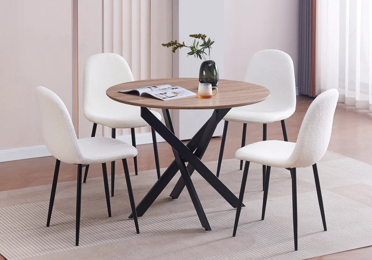 Table ronde design en chêne et piètement noir | Koda