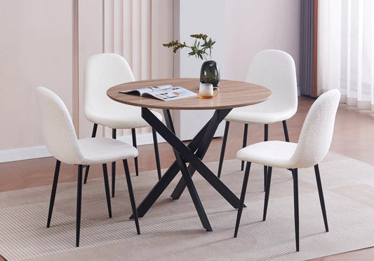 Table ronde design en chêne et piètement noir | Koda