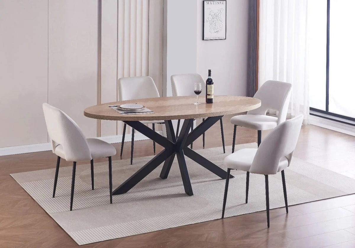 Table ovale en chêne noir 180 cm de salle à manger | Zyro