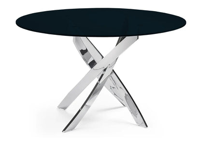 Ensemble table ronde noire et 6 chaises blanches | Mona