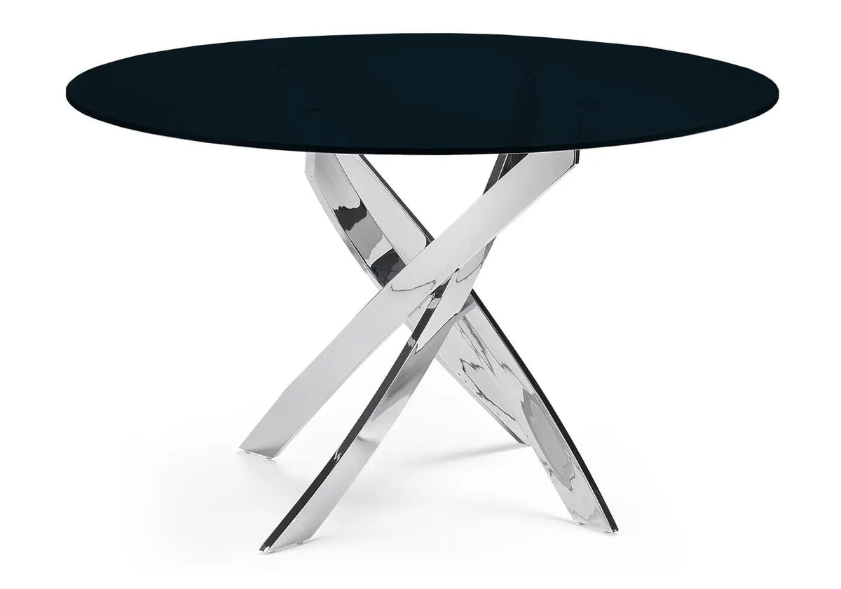 Ensemble table ronde noire et 6 chaises grises | Mona