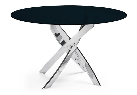 Ensemble table ronde noire et 6 chaises grises | Mona