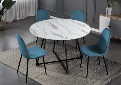 Table ronde marbre et 4 chaises noir | Nico