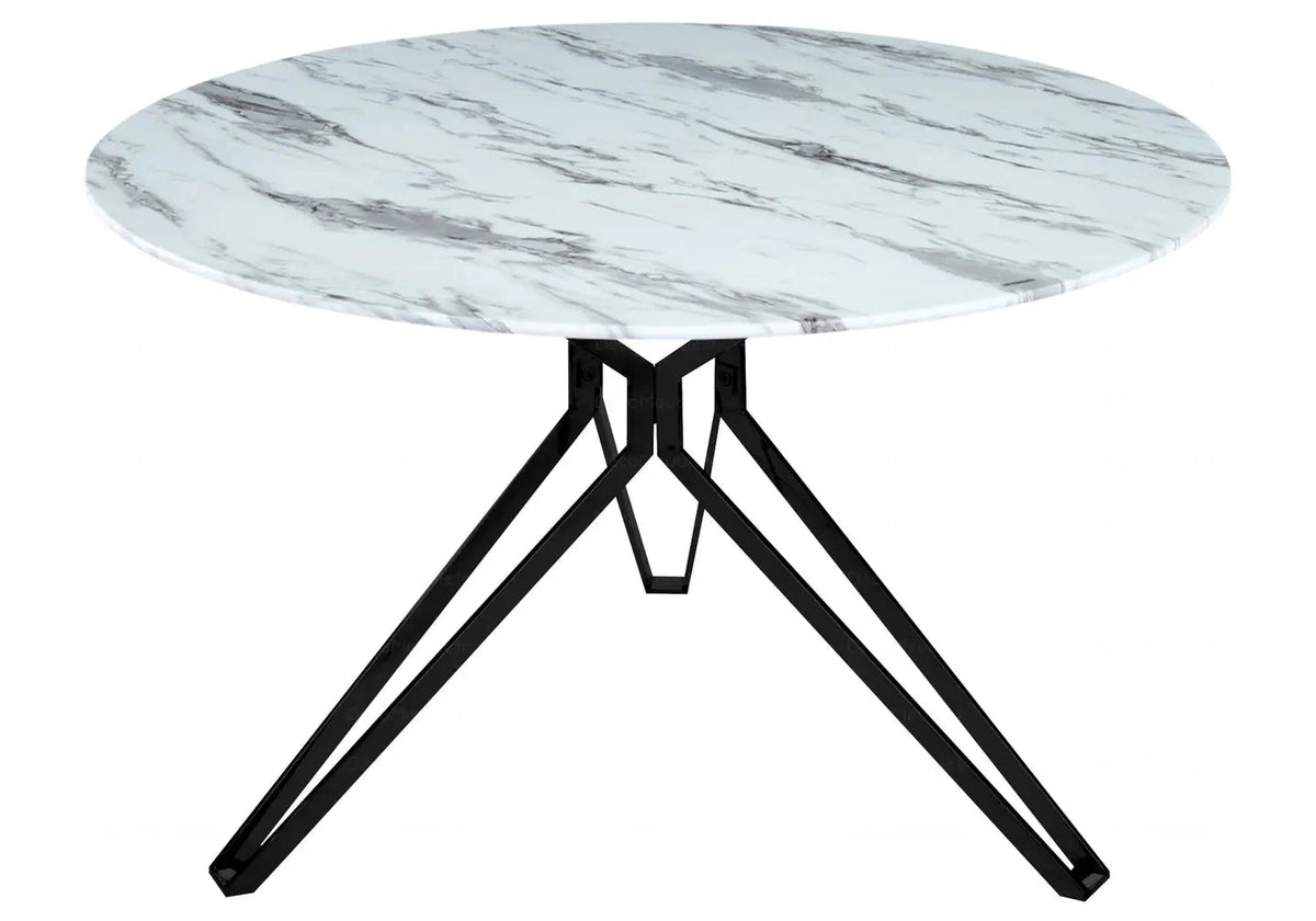 Table ronde noire et marbre blanc design moderne | Zelix