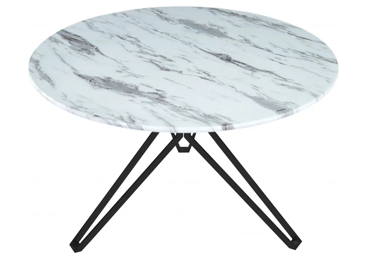 Table ronde noire et marbre blanc design moderne | Zelix