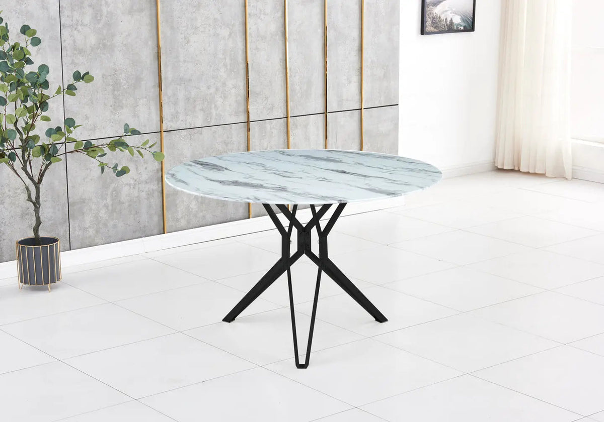 Table ronde noire et marbre blanc design moderne | Zelix