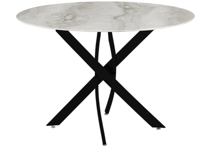 Table ronde noire acier effet marbre gris | Koda