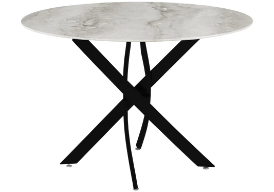 Table ronde noire acier effet marbre gris | Koda