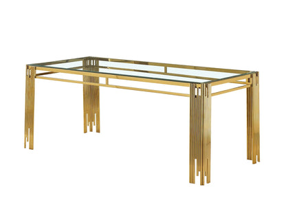 Table de salle à manger moderne dorée verre | Zalys