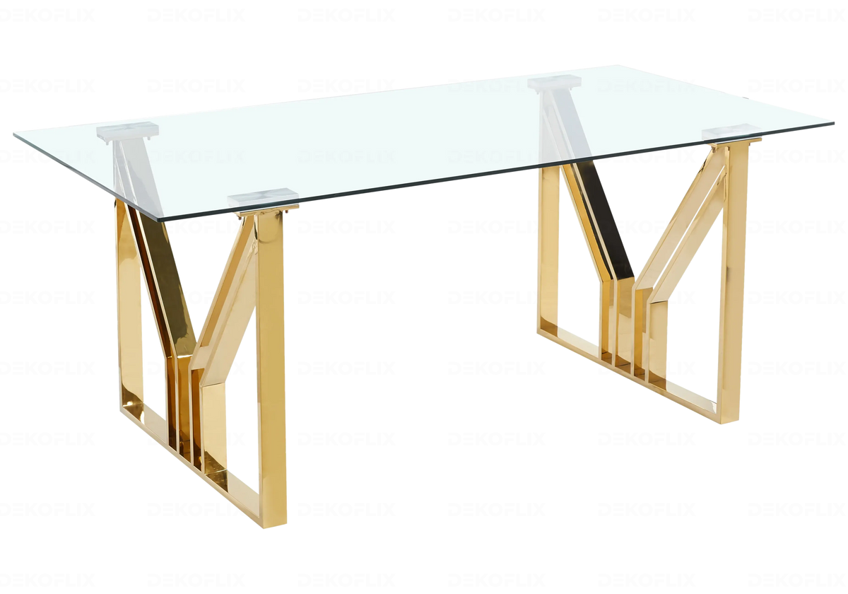 Table de salle à manger verre doré design | Zelvo