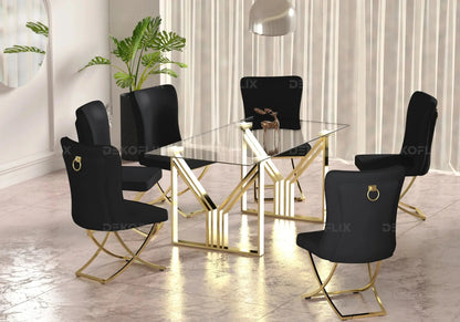 Table de salle à manger verre doré design | Zelvo