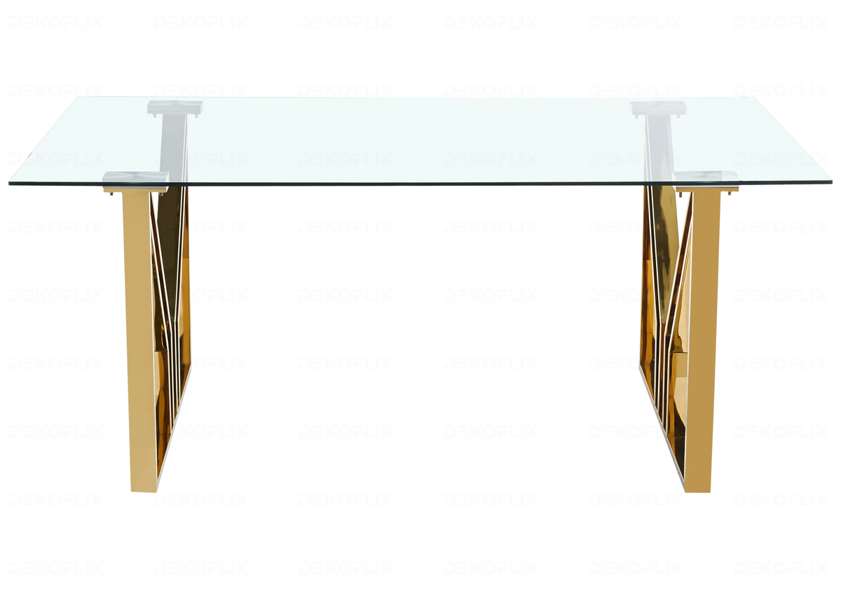 Table de salle à manger verre doré design | Zelvo