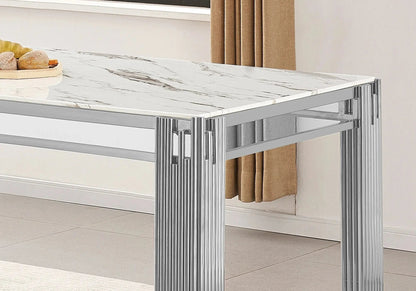 Table de salle à manger finition marbre blanc | Zalys