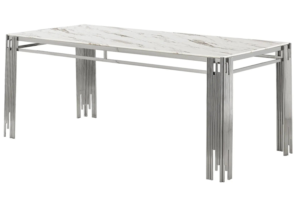 Table de salle à manger finition marbre blanc | Zalys