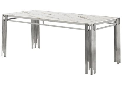 Table de salle à manger finition marbre blanc | Zalys