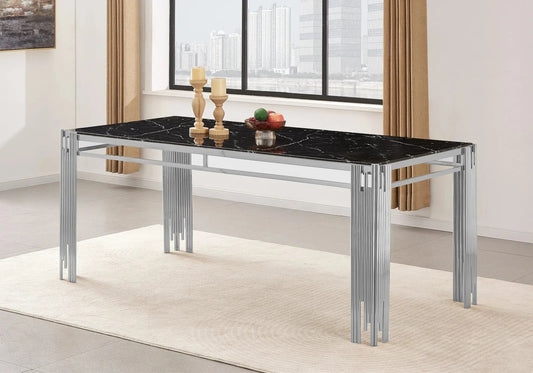 Table de salle à manger marbre noir moderne | Zalys