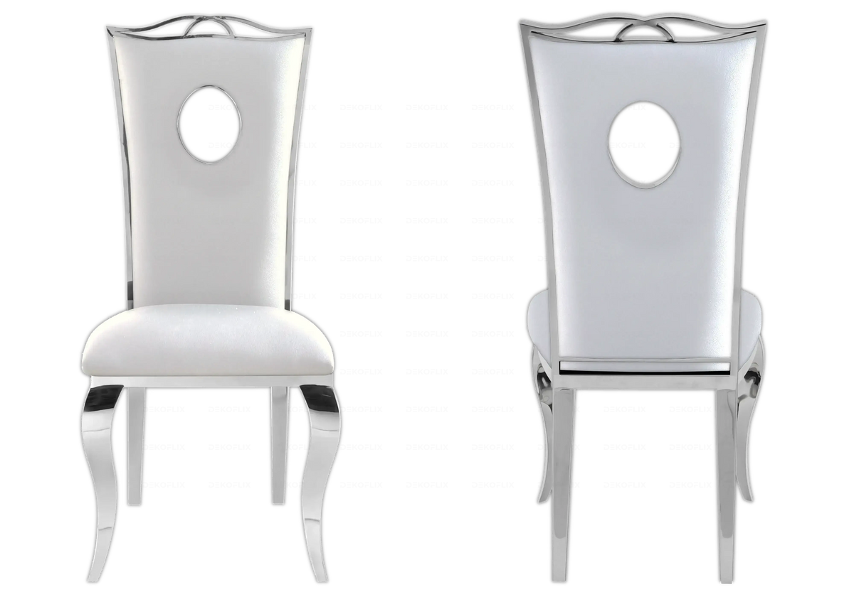 Ensemble table verre blanc et 4 chaises argent | Halo