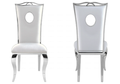 Ensemble table verre blanc et 4 chaises argent | Halo