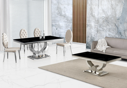 4 chaises médaillon capitonnées beige | Iris