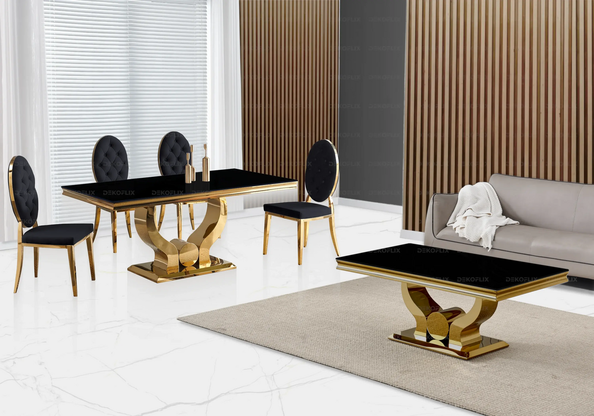 Lot de 4 chaises médaillon noir et doré | Iris