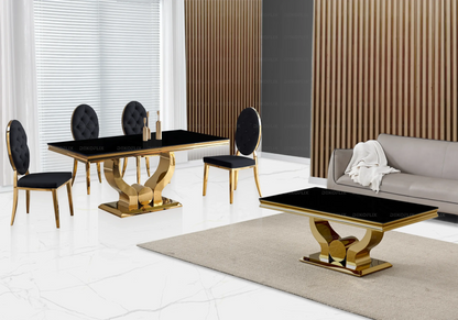 Lot de 4 chaises médaillon noir et doré | Iris