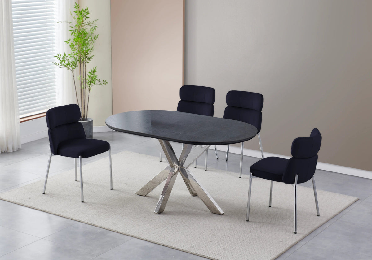 Table à manger ovale en céramique effet pierre | Zenix