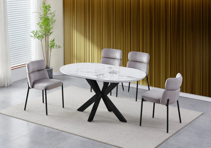 Lot de 4 chaises taupe à pieds noirs | Vexta