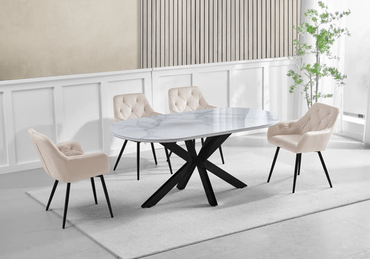 Lot de 2 fauteuils capitonnés en beige | Vexa
