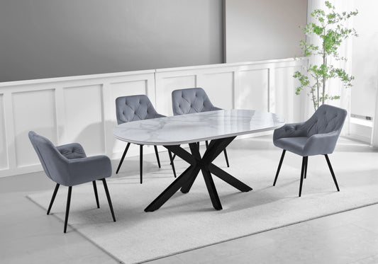 Lot de 2 fauteuils capitonnés en gris | Vexa