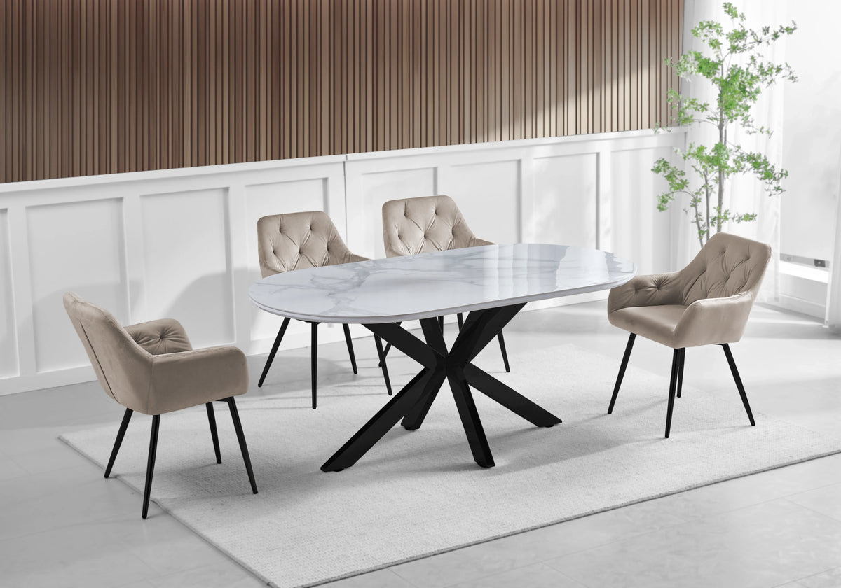 Lot de 2 chaises capitonnées en taupe | Vexa