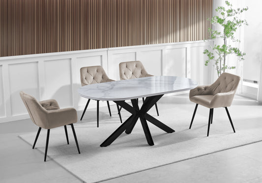 Lot de 2 chaises capitonnées en taupe | Vexa