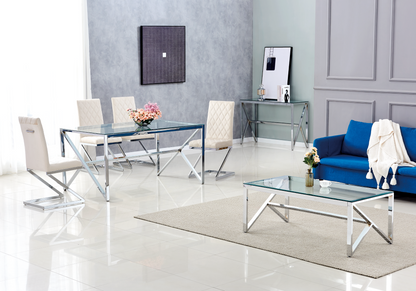 Table basse design verre et chrome argenté | Kiro