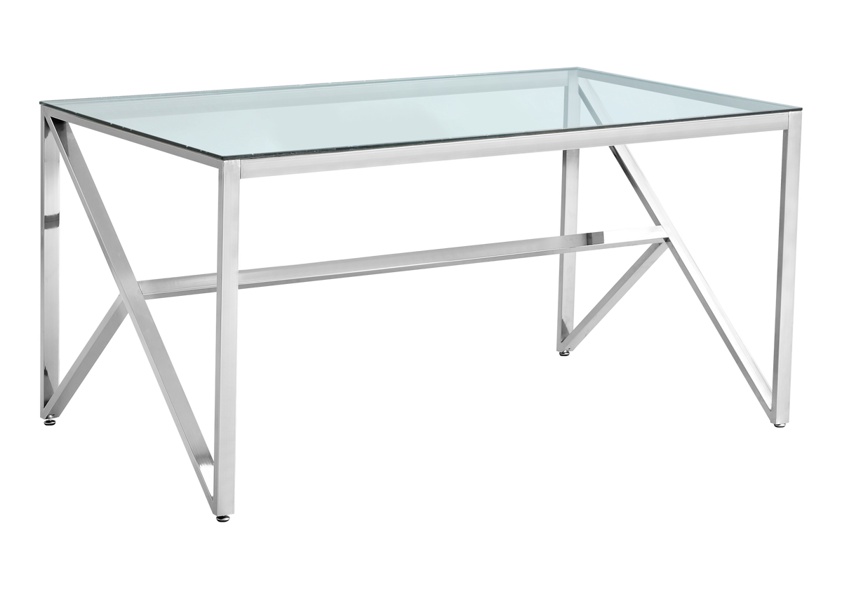 Ensemble table verre trempé et 6 chaises argent | Kiro