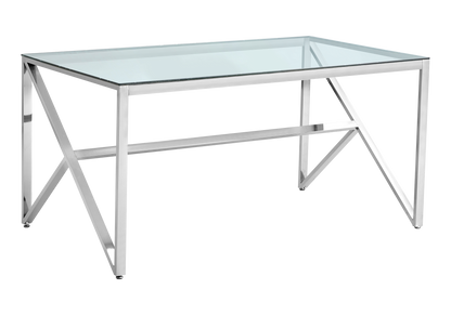 Ensemble table verre trempé et 6 chaises argent | Kiro