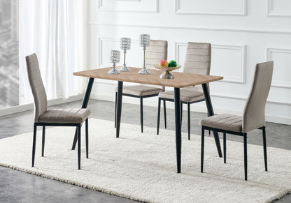 Table à manger en chêne motif chevrons pieds noirs | Nico