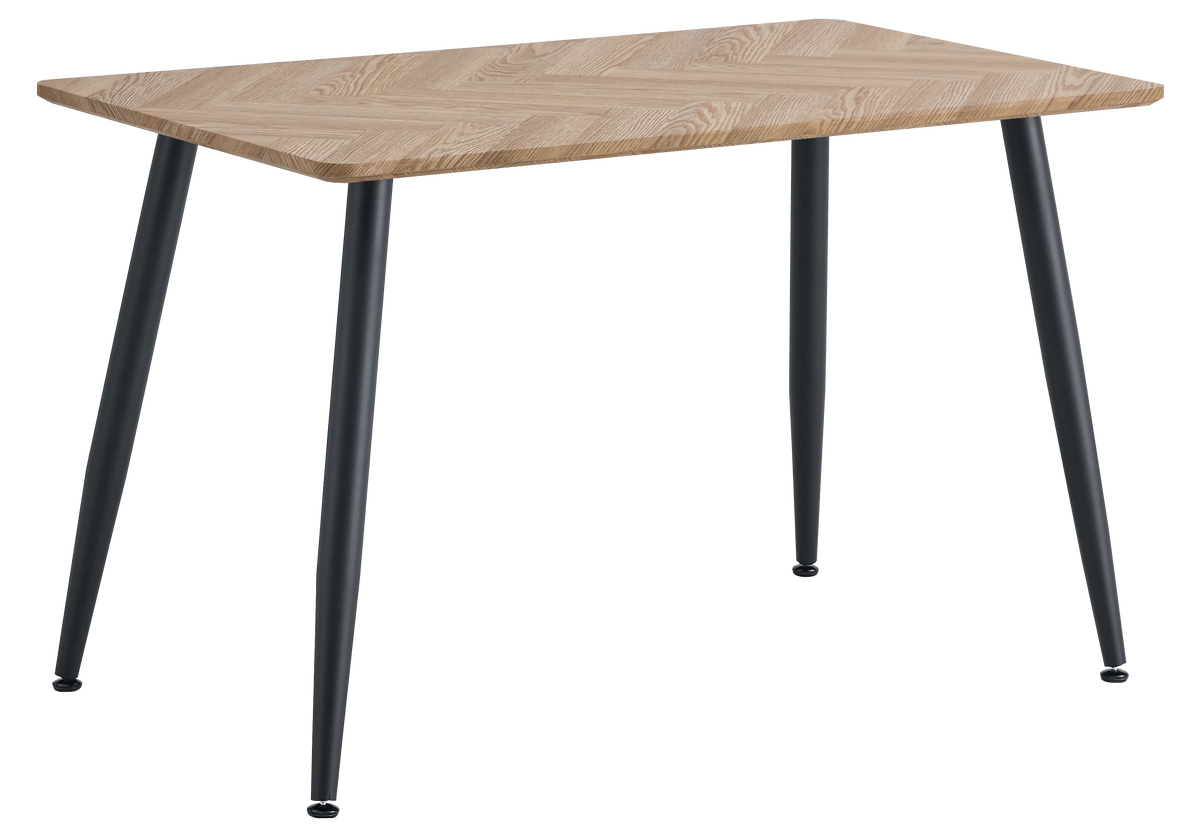 Table à manger en chêne motif chevrons pieds noirs | Nico
