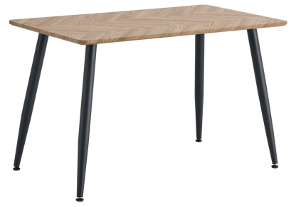 Table à manger en chêne motif chevrons pieds noirs | Nico