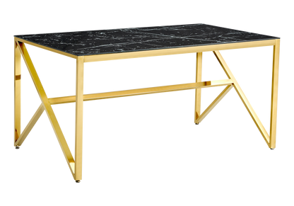 Table marbre blanc et 6 chaises croco doré | Kiro