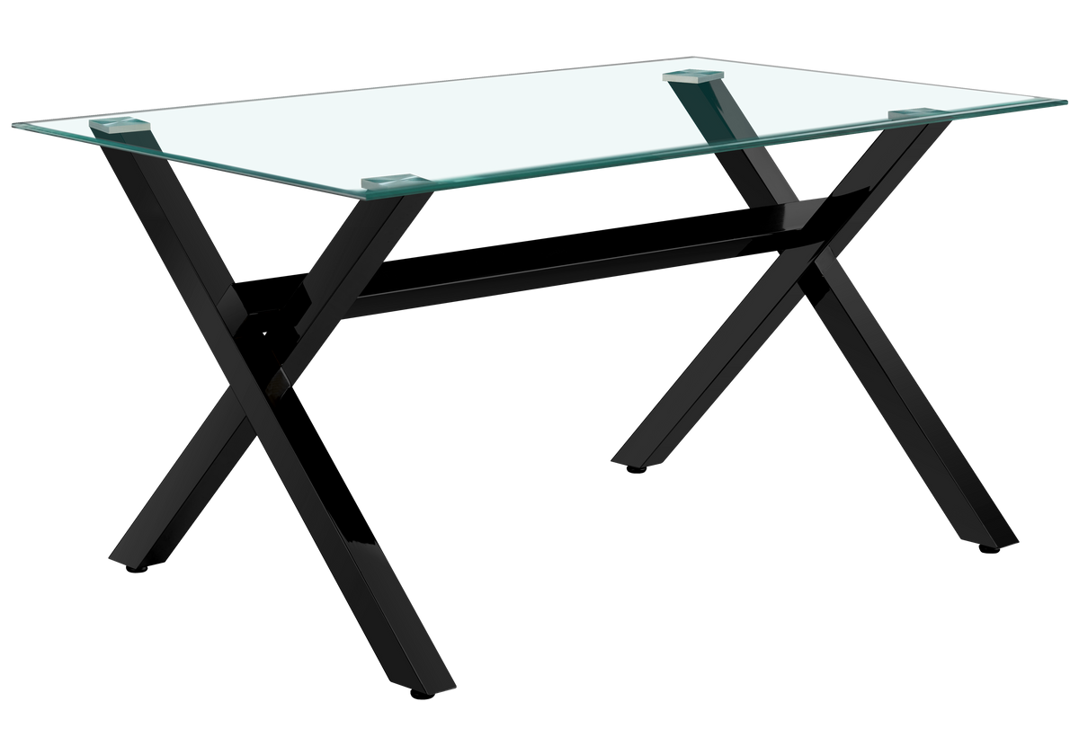 Ensemble table verre trempé et 4 chaises noires | Zyro