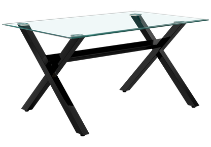 Ensemble table verre trempé et 4 chaises noires | Zyro