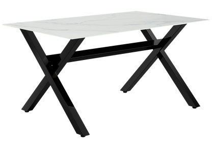 Ensemble table marbre blanc et 4 chaises noires | Zyro