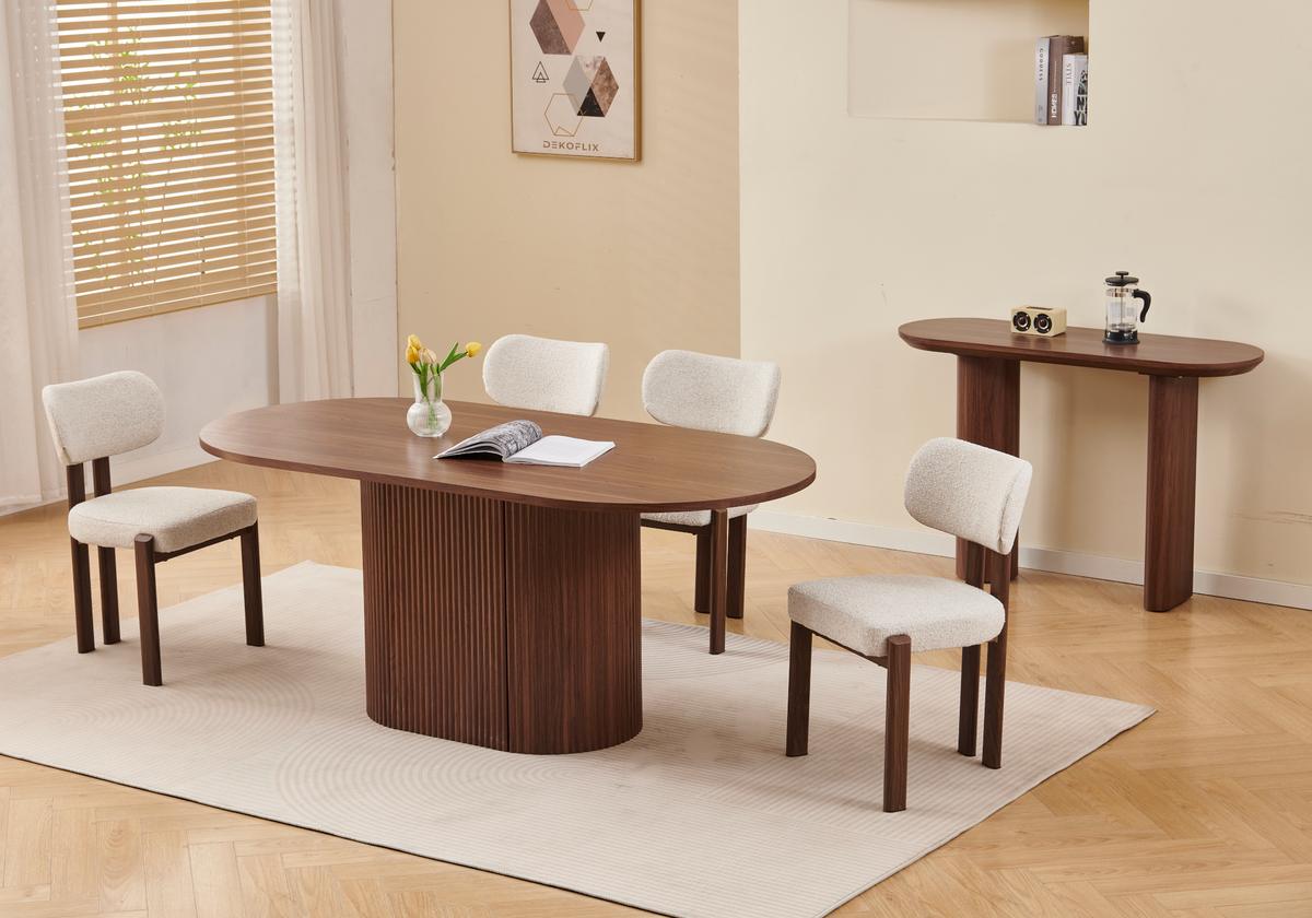Ensemble table noyer et 4 chaises japandi | Zalor