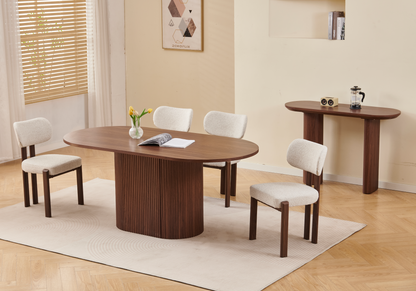 Ensemble table noyer et 4 chaises japandi | Zalor