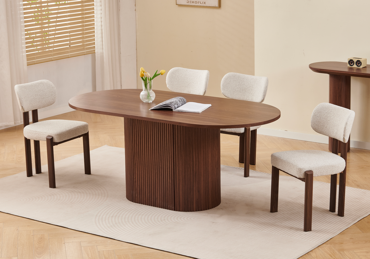 Ensemble table noyer et 4 chaises japandi | Zalor