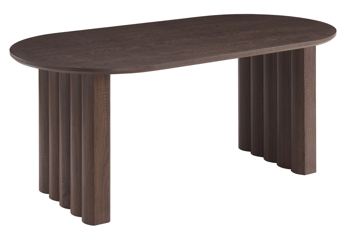 Table à manger ovale noyer cannelé 8 convives | Vexis