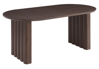 Table à manger ovale noyer cannelé 8 convives | Vexis