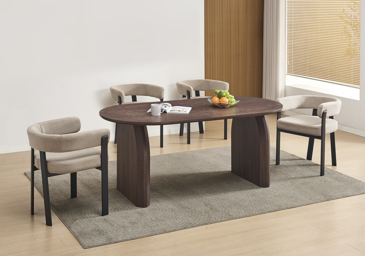 Ensemble table à manger ovale noyer et 4 chaises | Vexo